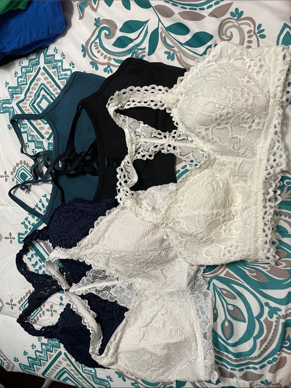 Maurices Lace Bralette Set in White, Navy, Teal, and Black